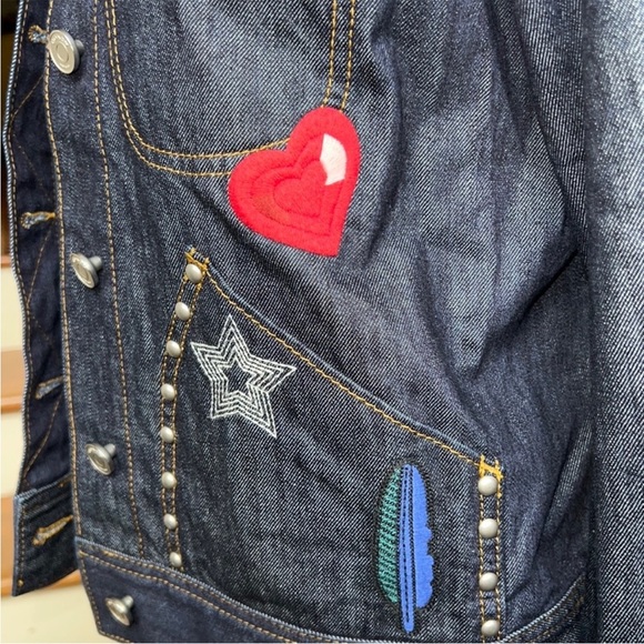 Coach Embroidered Denim Jean Jacket in Multi - Picture 16 of 16